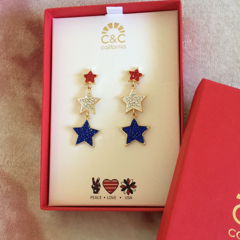 Star Dangle Earrings by C&C California NWT